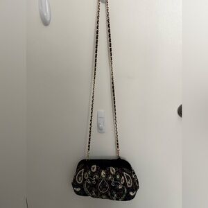 Chic Black and Gold Paisley Crossbody Bag